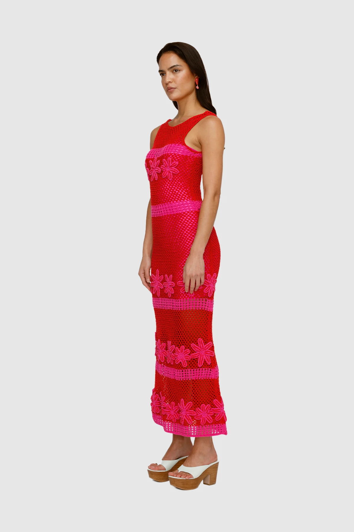 Alia Crochet Midi Dress - Fuchsia - Image 4