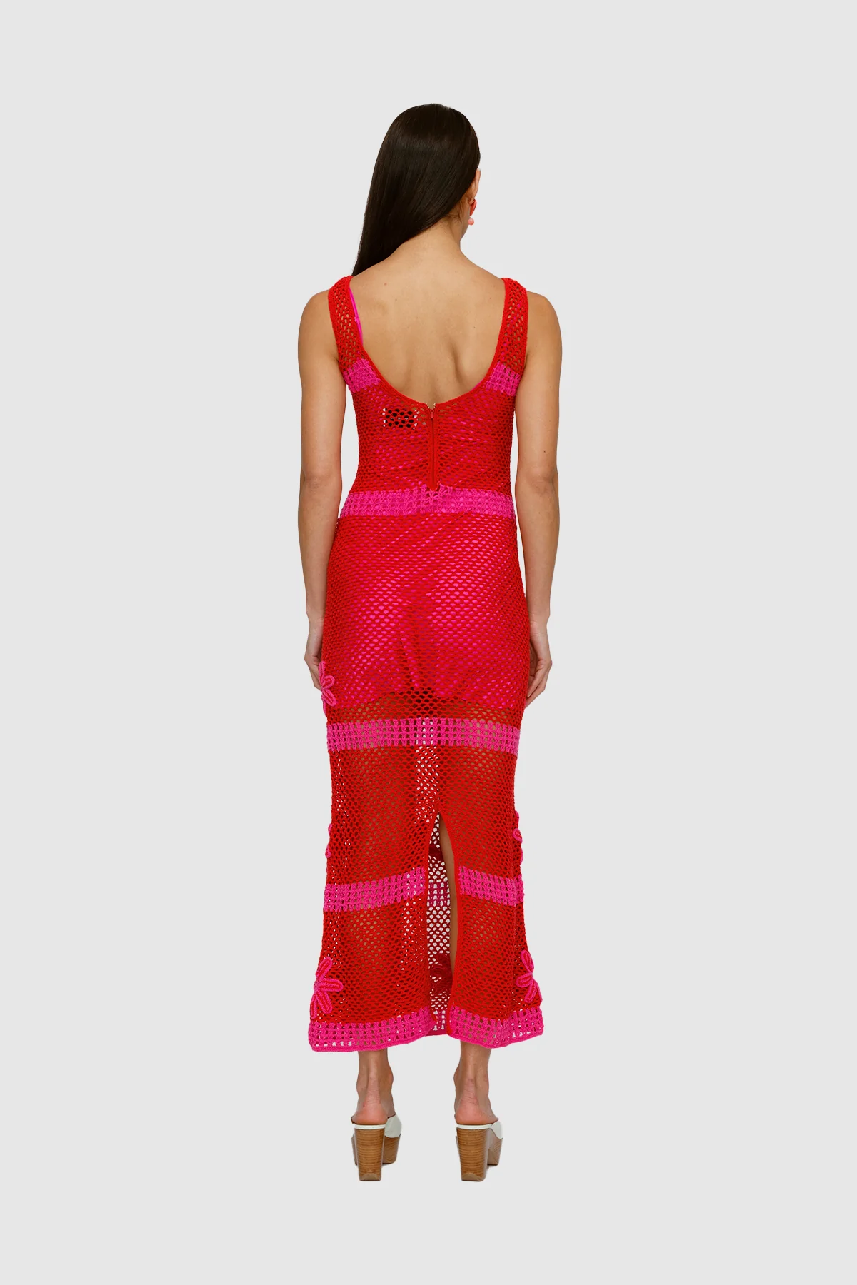 Alia Crochet Midi Dress - Fuchsia - Image 5
