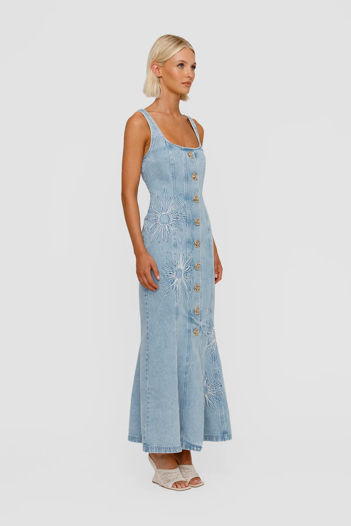 Amana Denim Maxi Dress - Denim - Image 3