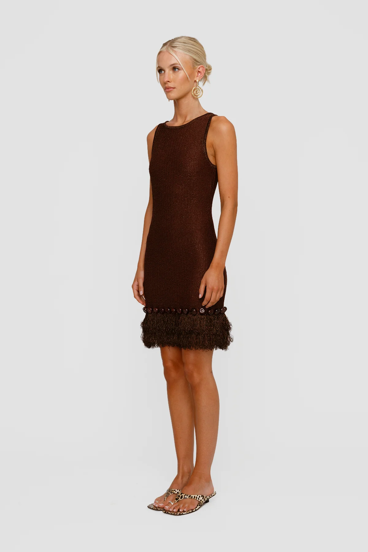 Casilda Sleeveless Mini Dress - Chocolate - Image 3
