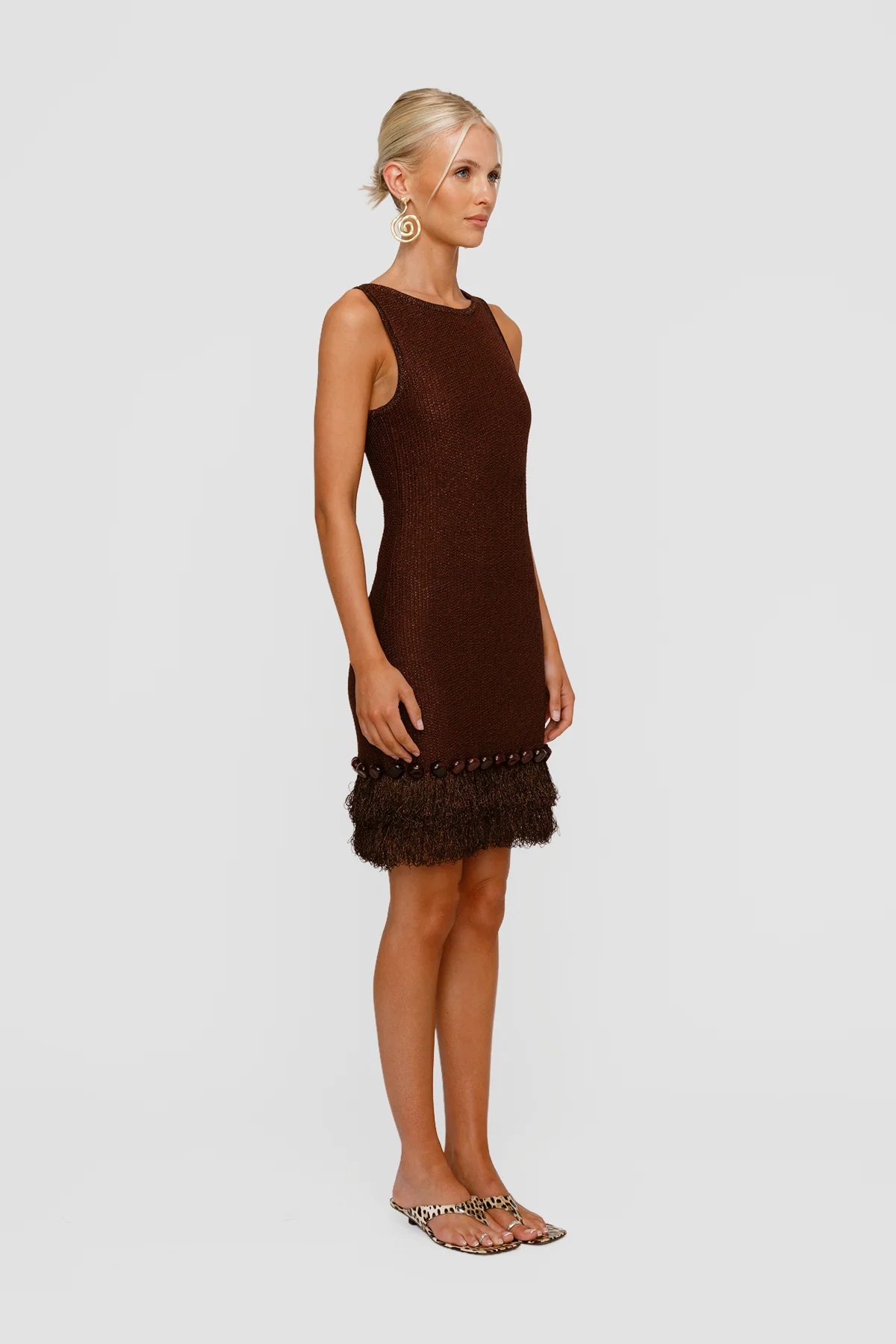Casilda Sleeveless Mini Dress - Chocolate - Image 4