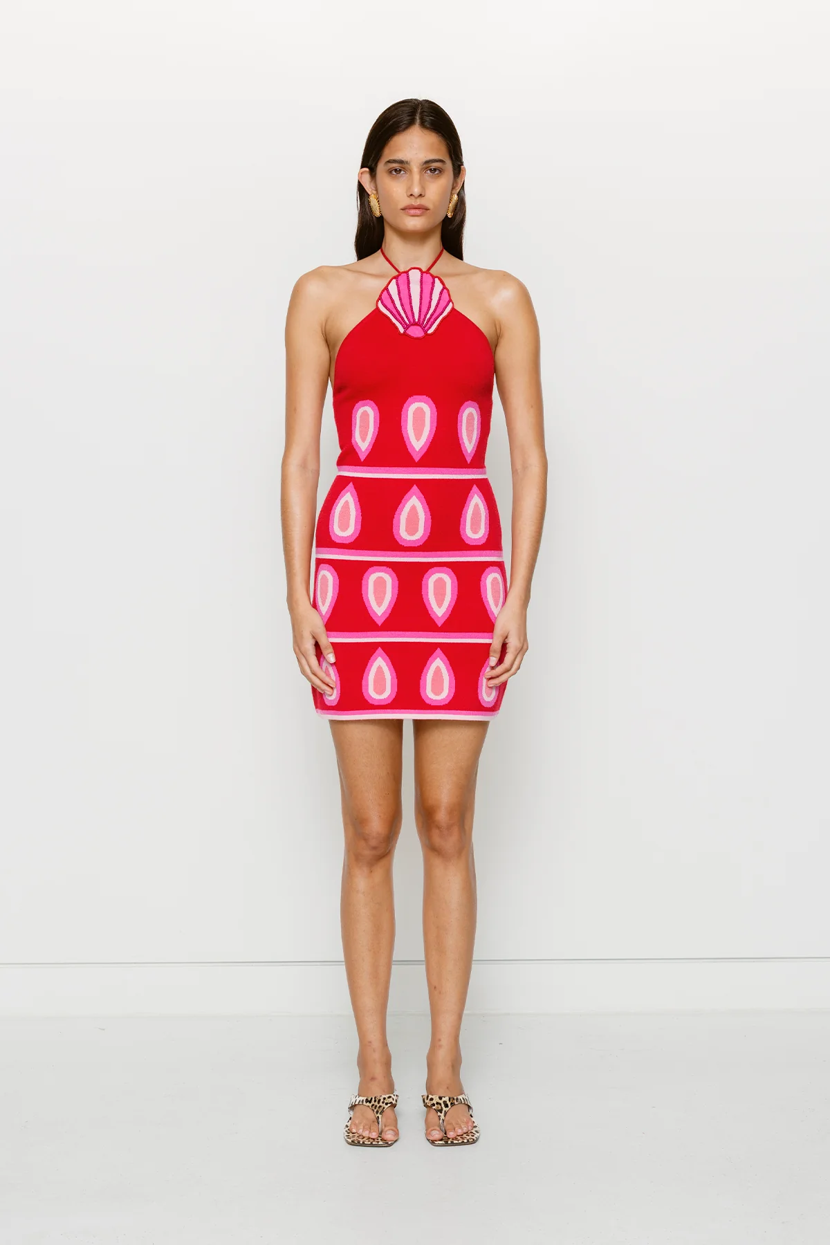 Concha Halter Mini Dress - Cherry
