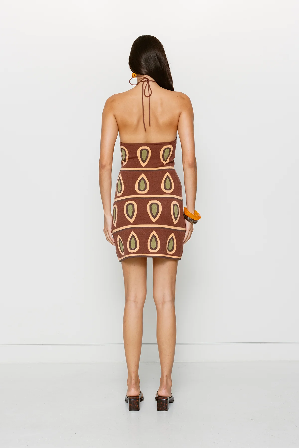 Concha Halter Mini Dress - Chocolate - Image 5