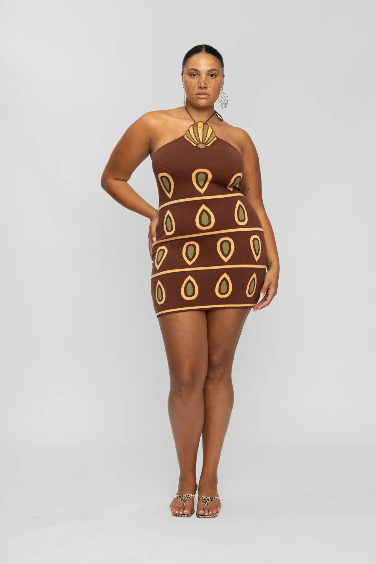Concha Halter Mini Dress - Chocolate - Image 6
