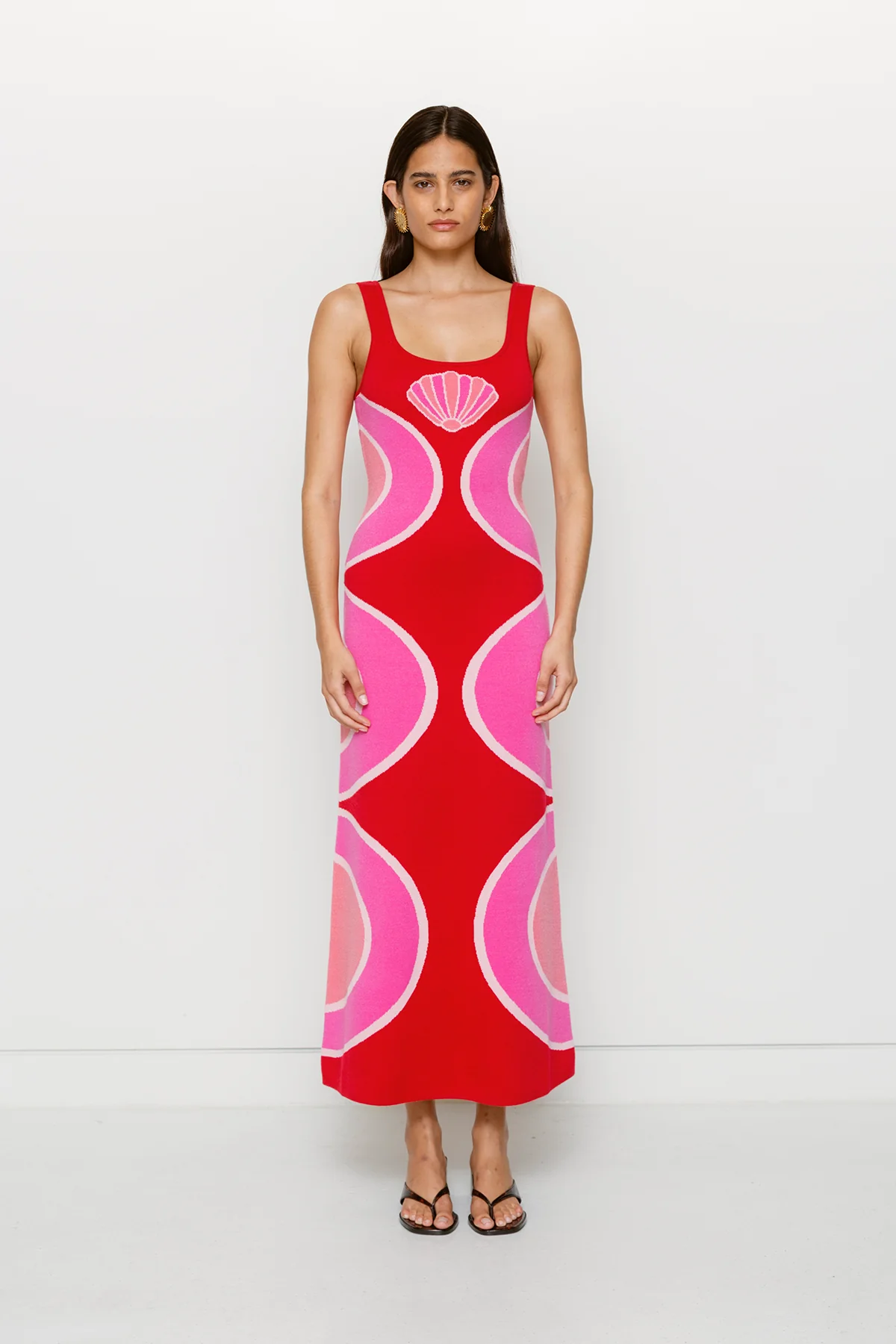 Concha Knit Maxi Dress - Cherry Shell - Image 2