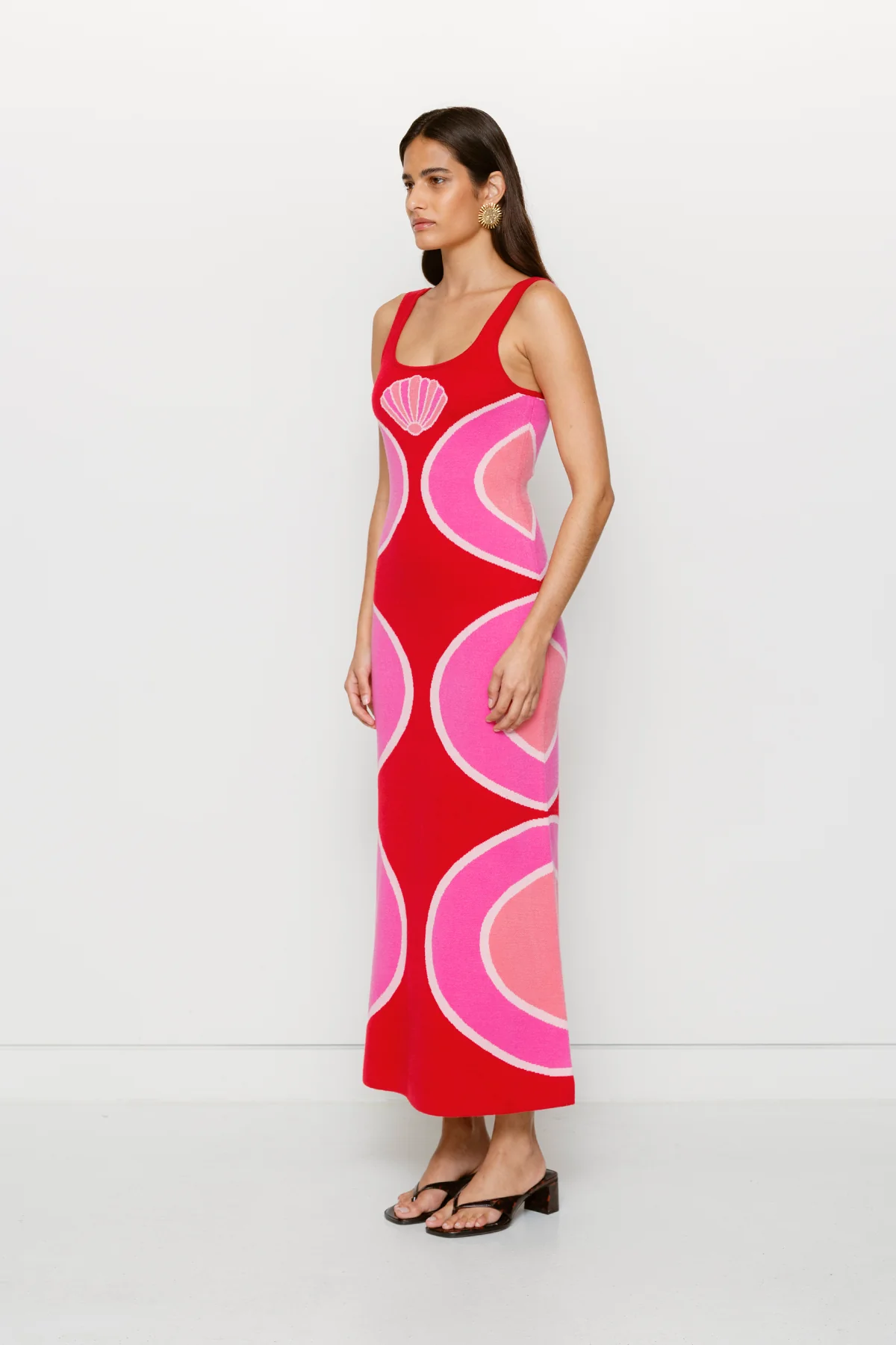 Concha Knit Maxi Dress - Cherry Shell - Image 4