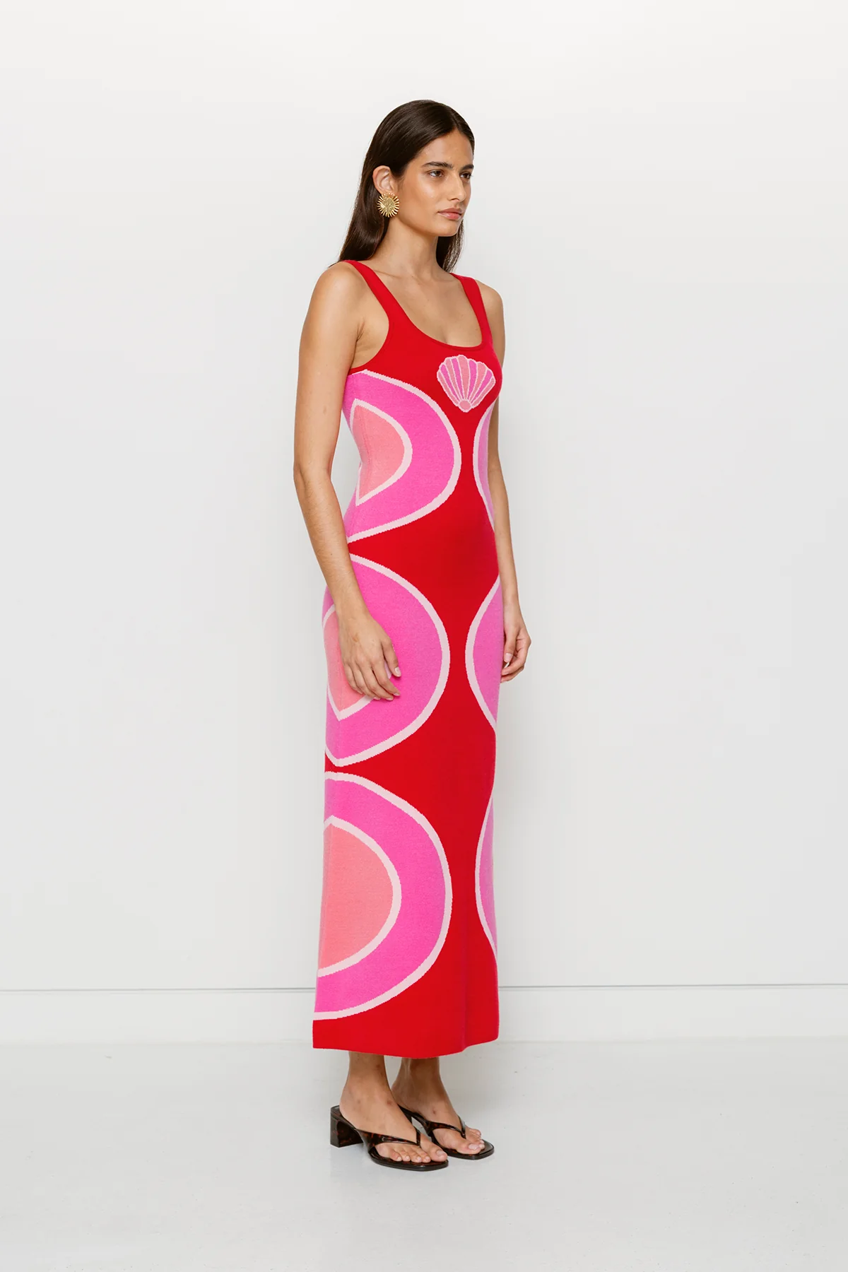 Concha Knit Maxi Dress - Cherry Shell - Image 5