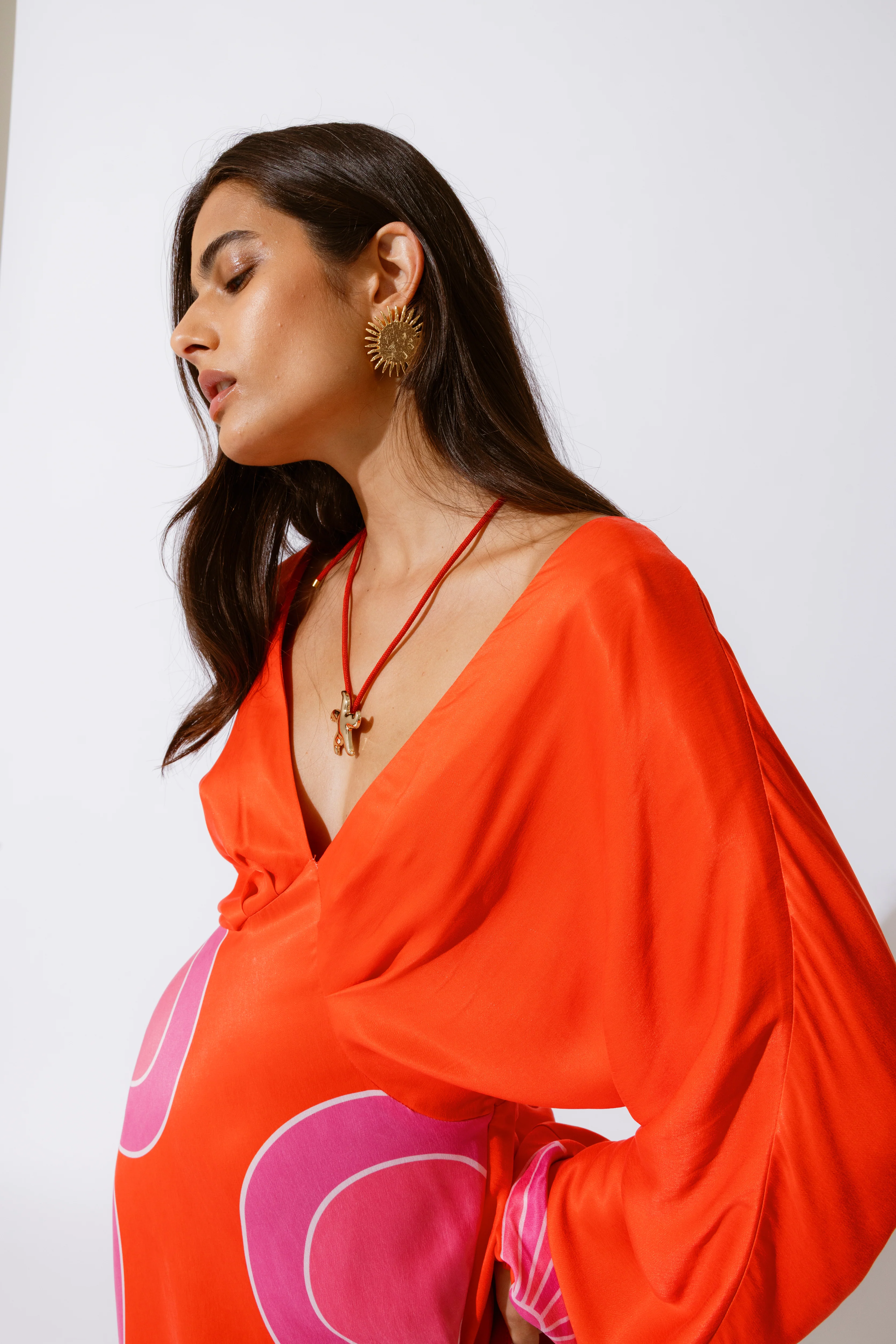 Concha Long Sleeve Maxi Dress - Cherry Shell - Image 2