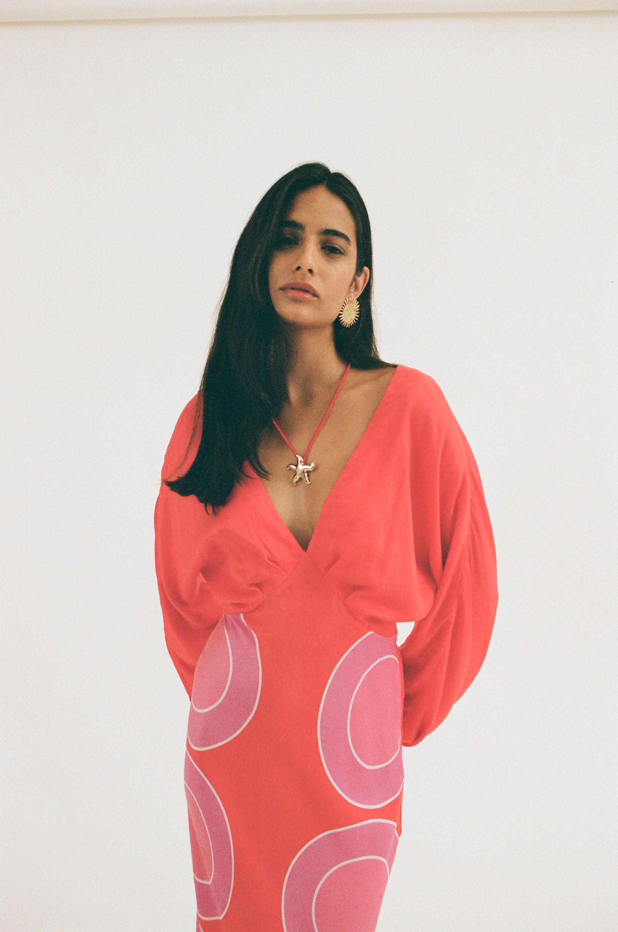 Concha Long Sleeve Maxi Dress - Cherry Shell - Image 3
