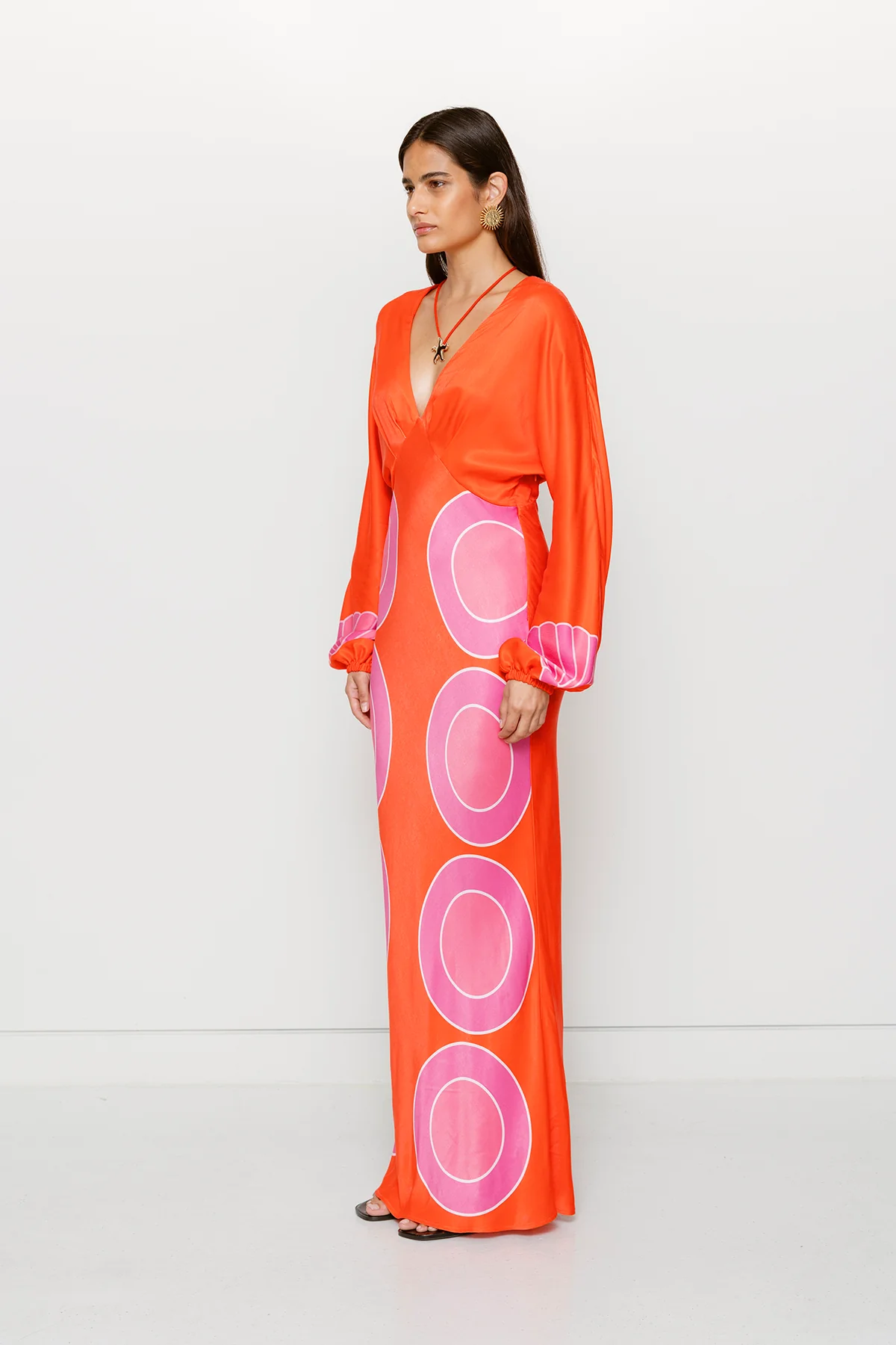 Concha Long Sleeve Maxi Dress - Cherry Shell - Image 4