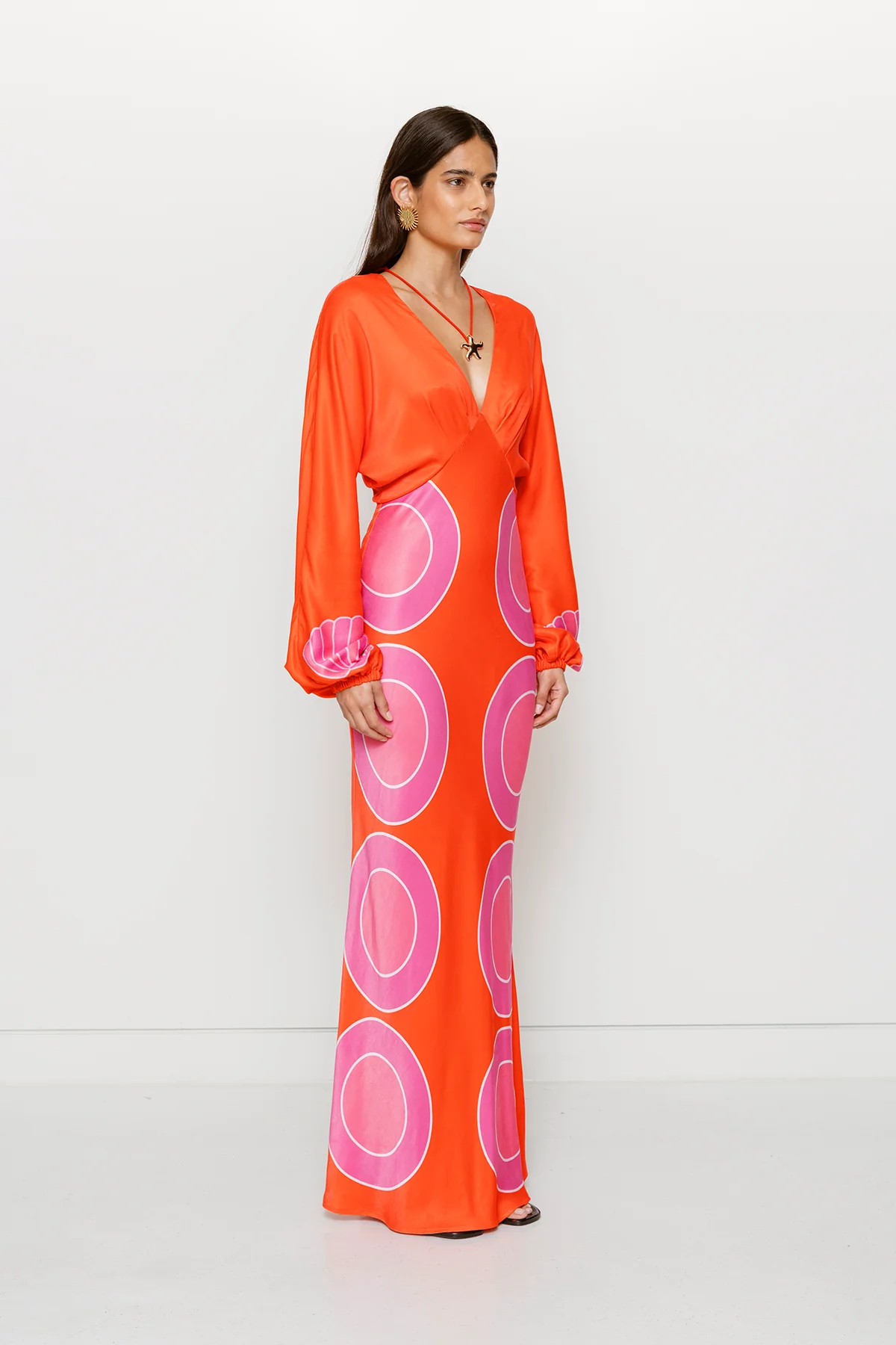 Concha Long Sleeve Maxi Dress - Cherry Shell - Image 5