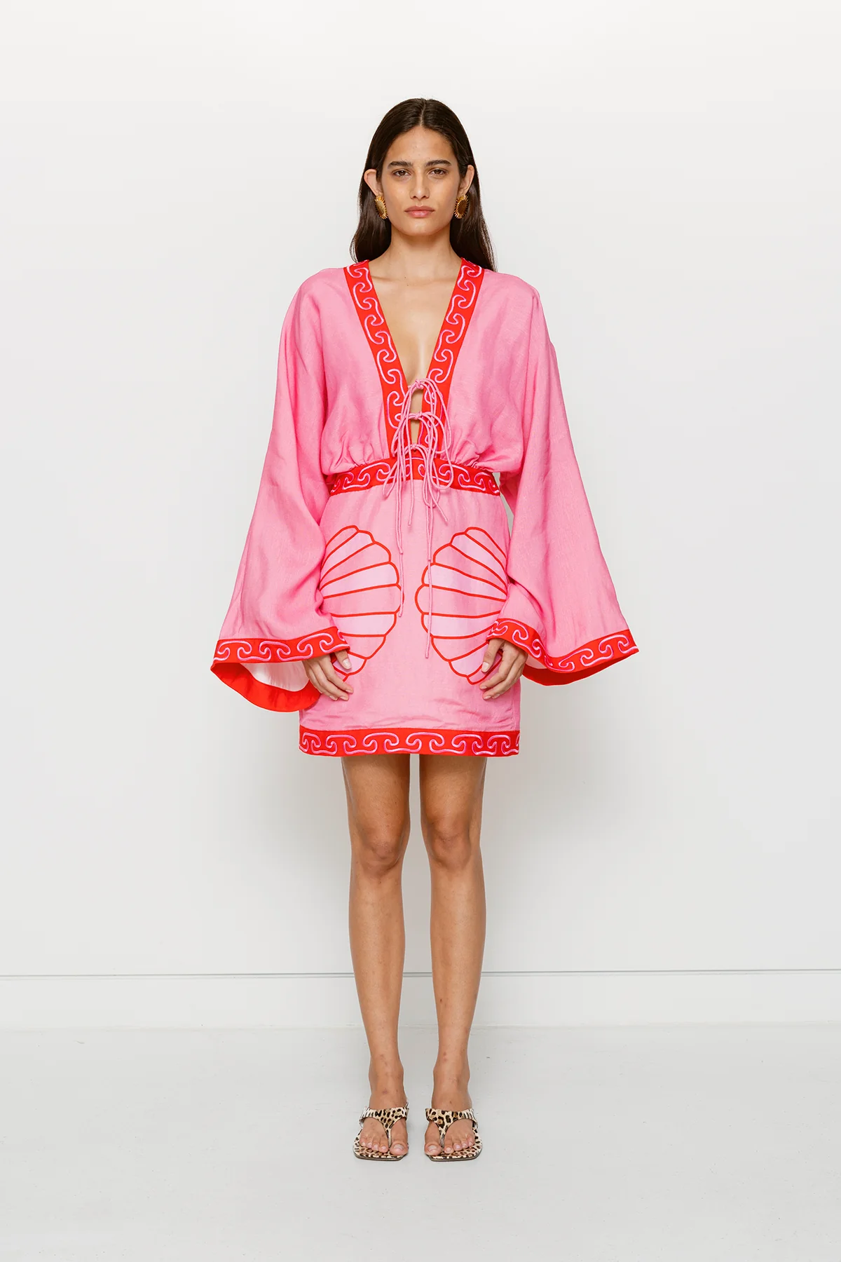 Concha Long Sleeve Mini Dress - Candy Shell
