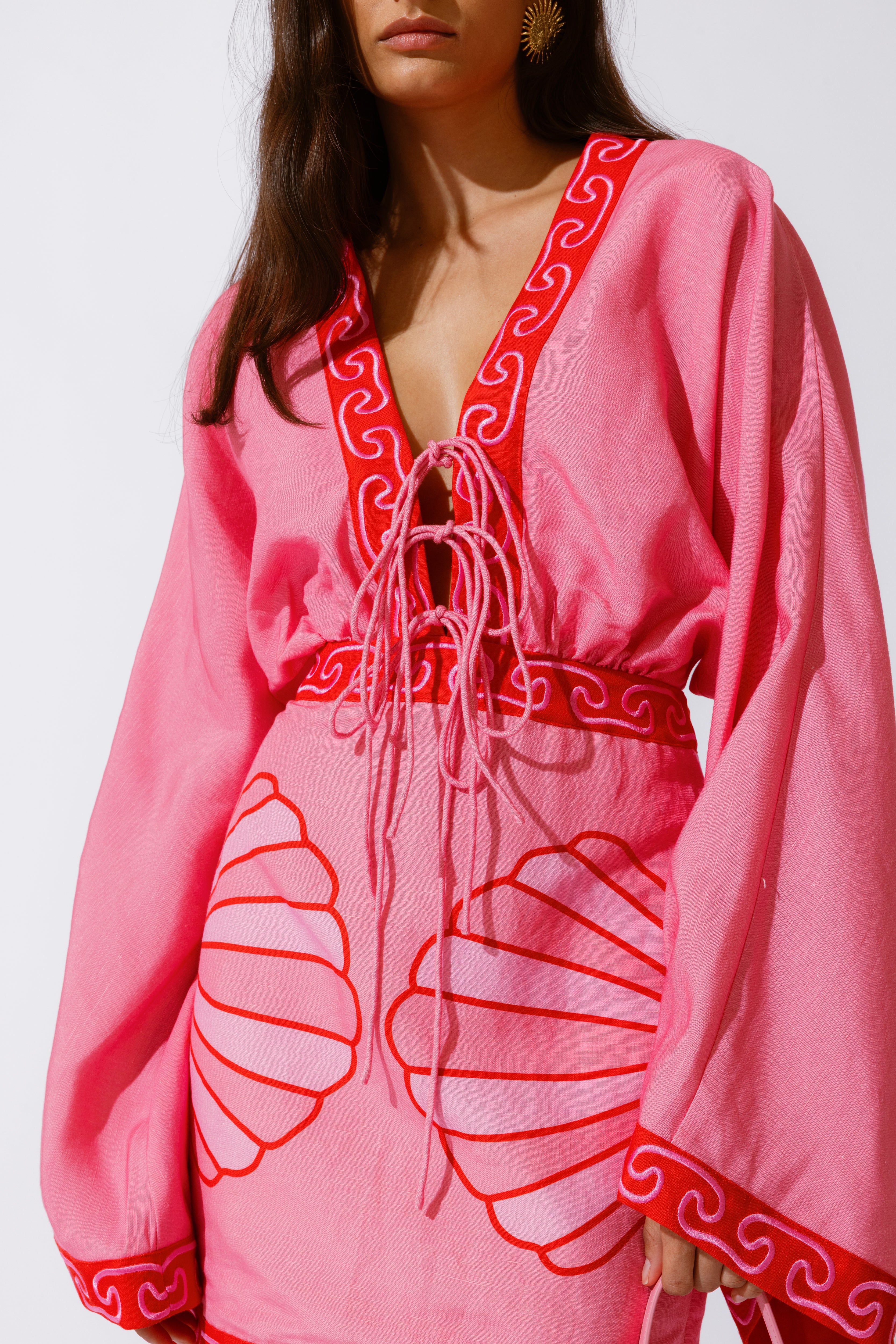 Concha Long Sleeve Mini Dress - Candy Shell - Image 2