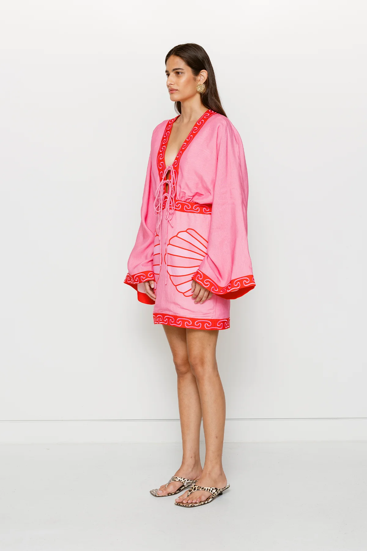 Concha Long Sleeve Mini Dress - Candy Shell - Image 3