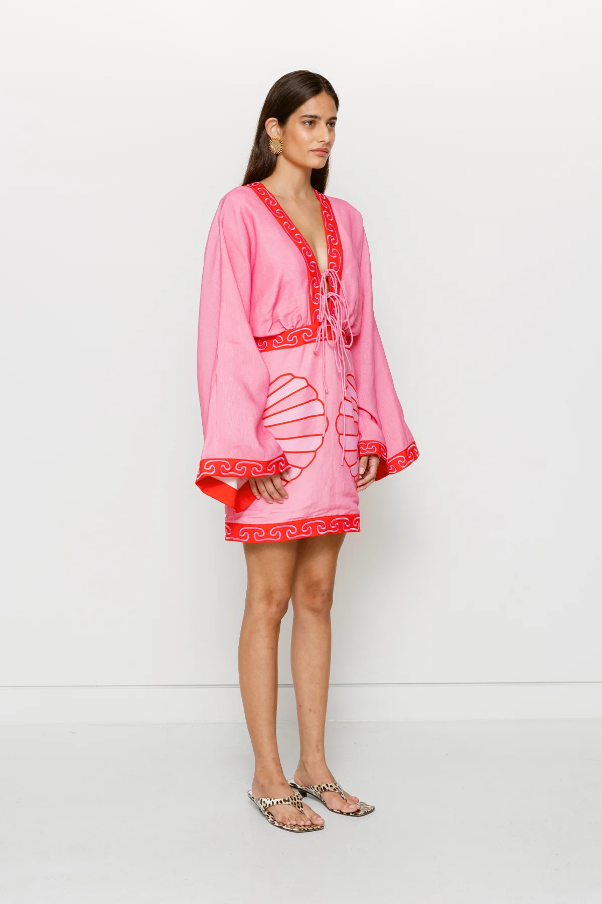 Concha Long Sleeve Mini Dress - Candy Shell - Image 4