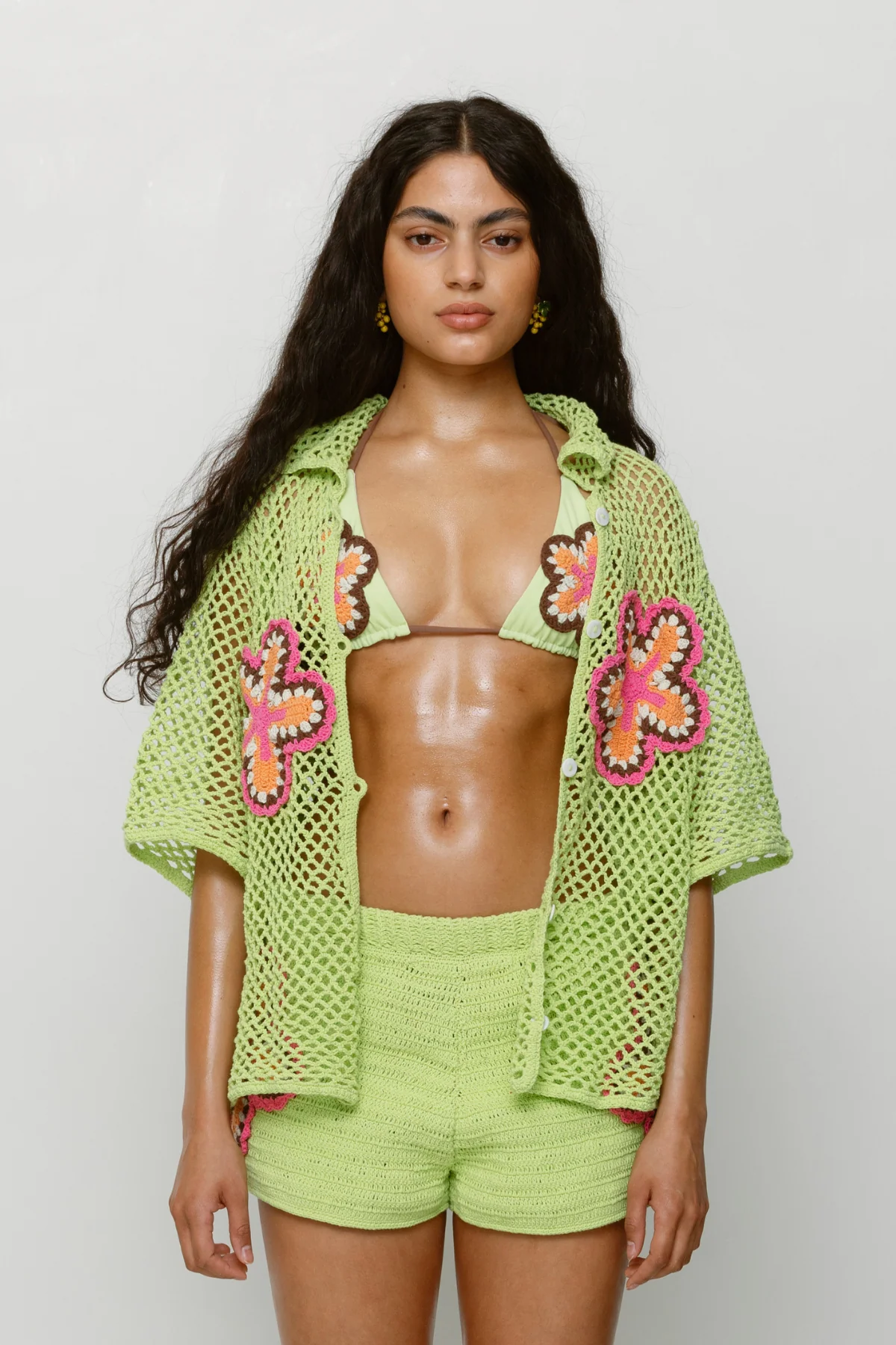Elke Crochet Shirt - Lime - Image 3
