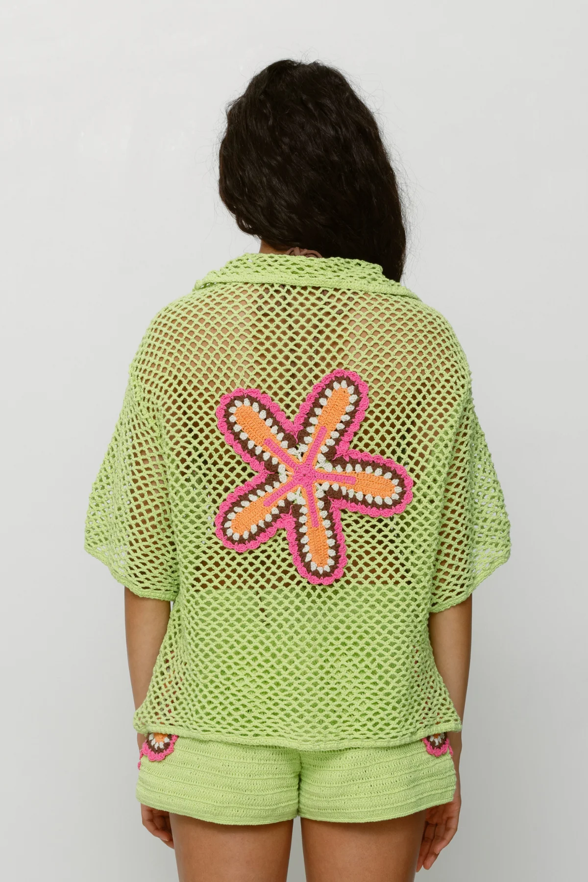 Elke Crochet Shirt - Lime - Image 5
