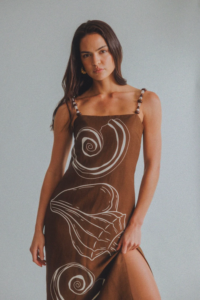 Elm Maxi Dress - Chocolate Shell - Image 2