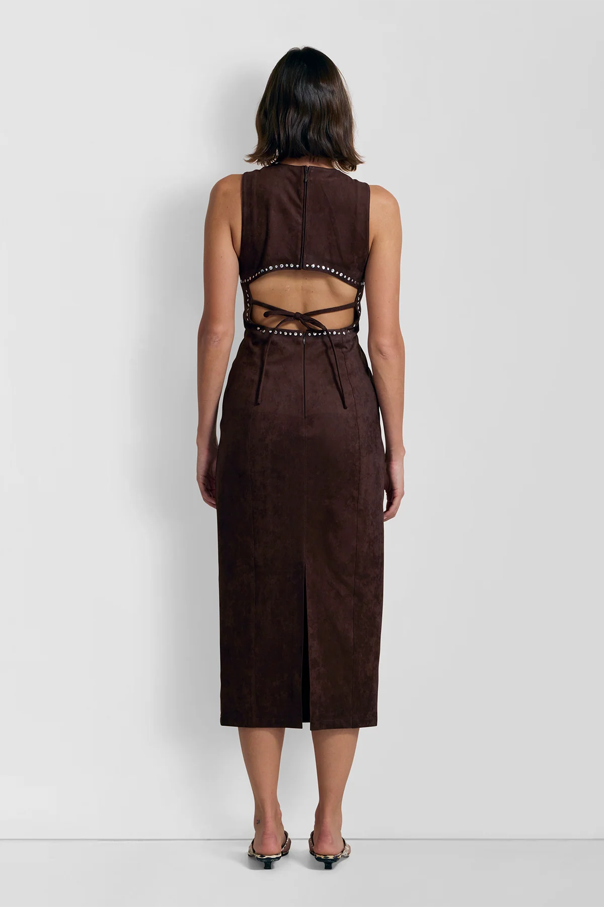 Mecca Stud Midi Dress - Chocolate - Image 9