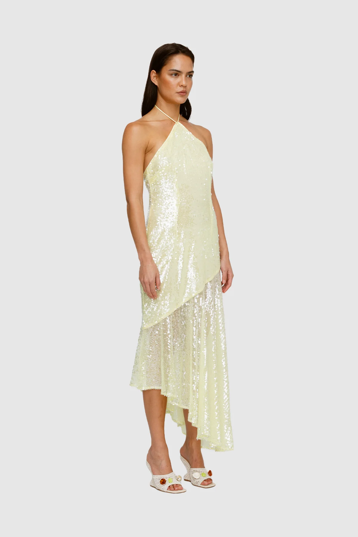 Mina Sequin Maxi Dress - Lemon - Image 3