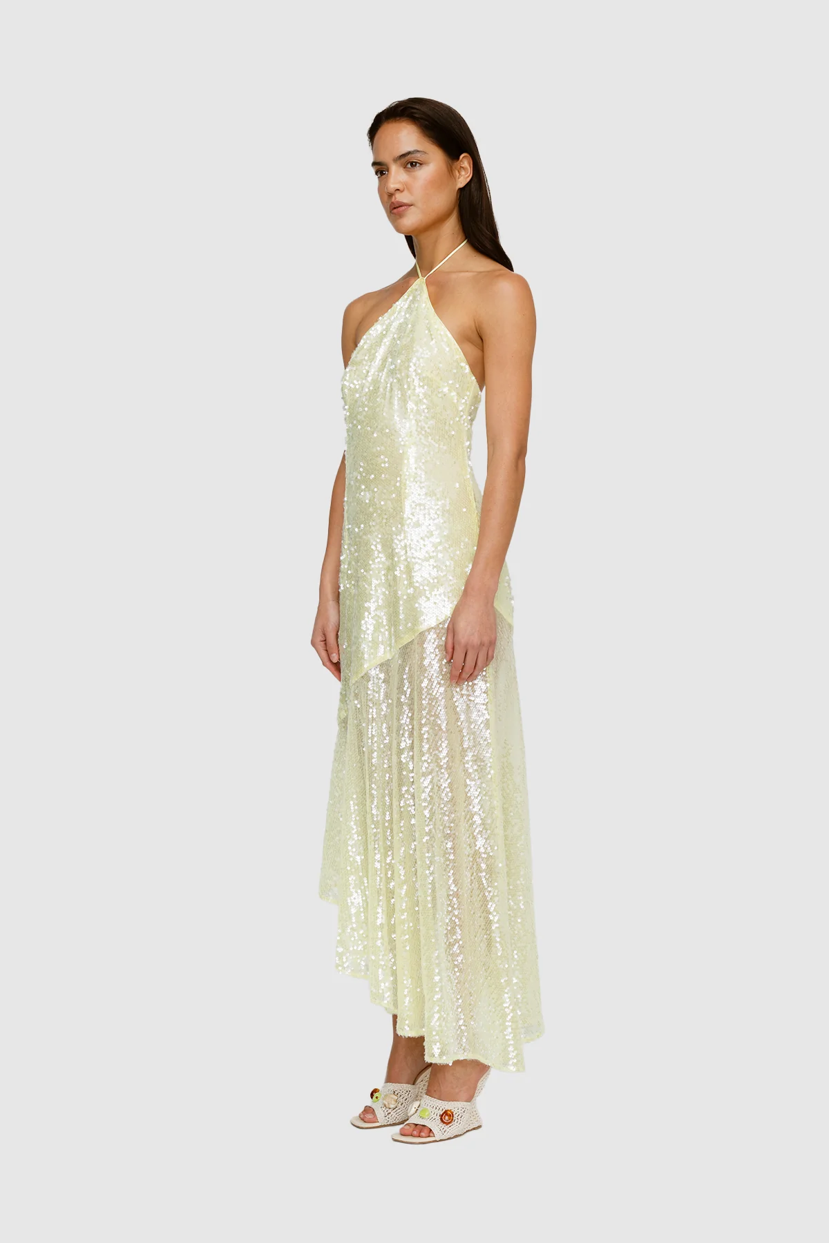 Mina Sequin Maxi Dress - Lemon - Image 4