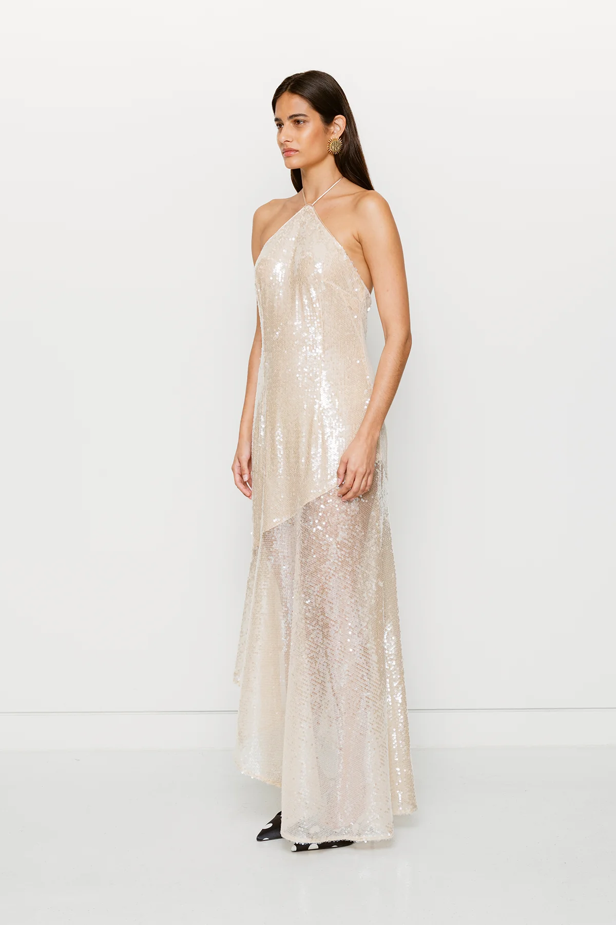 Mina Sequin Maxi Dress - Gold - Image 3