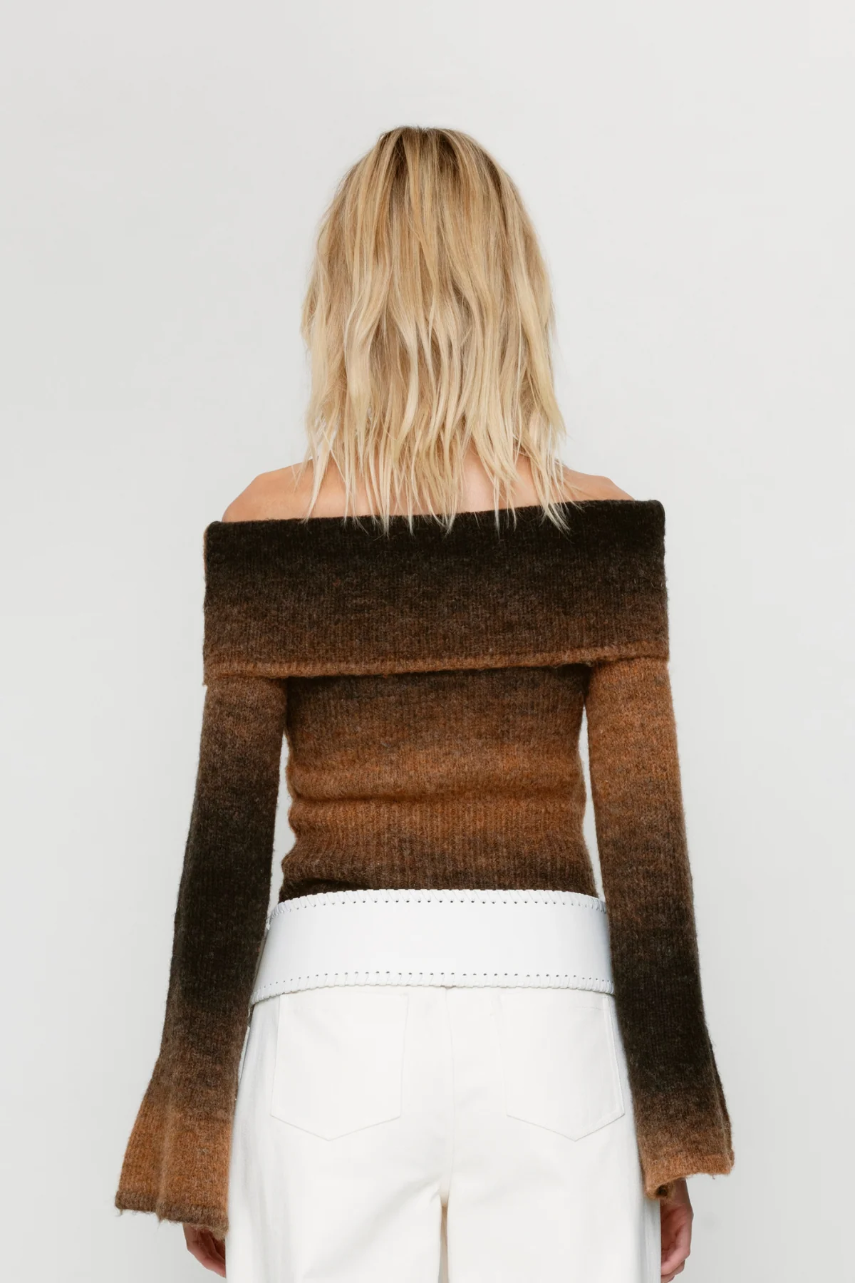 Soraya Knit Off Shoulder Top - Chocolate - Image 3