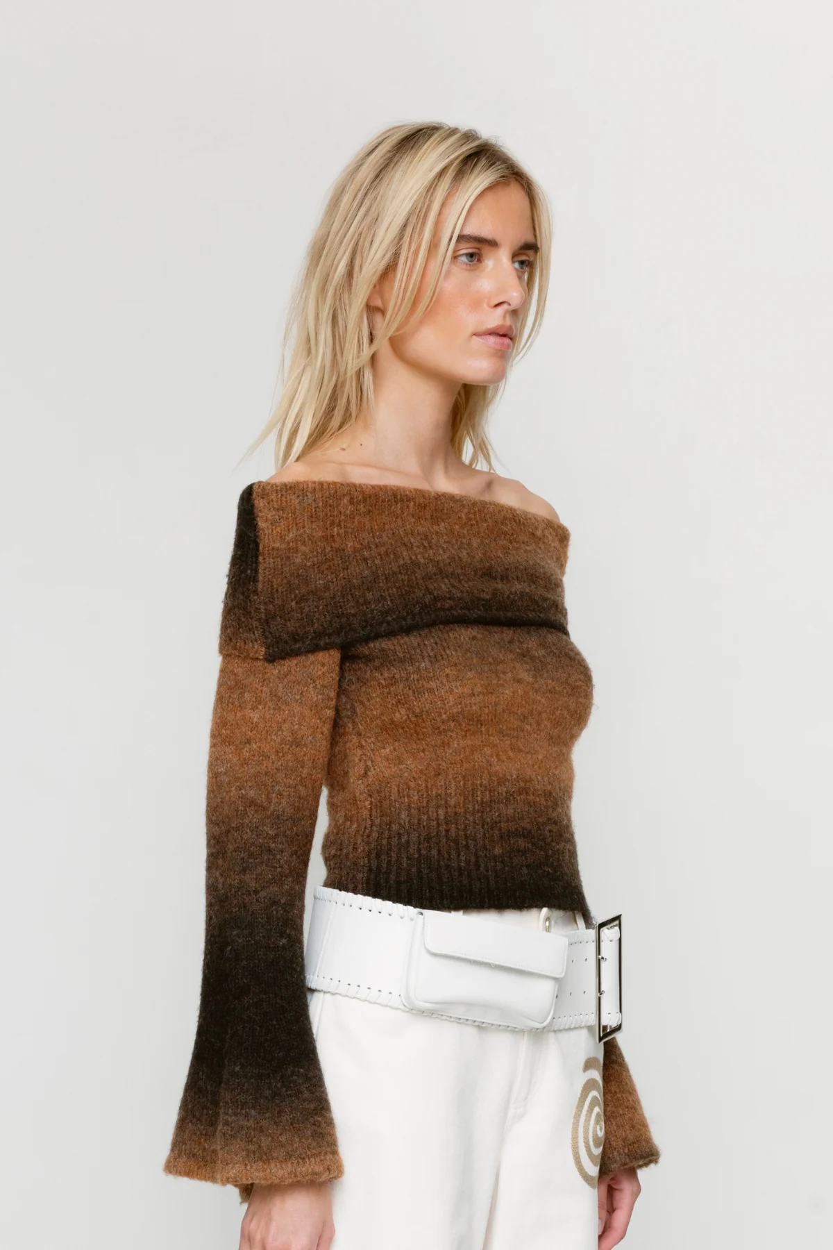 Soraya Knit Off Shoulder Top - Chocolate - Image 4