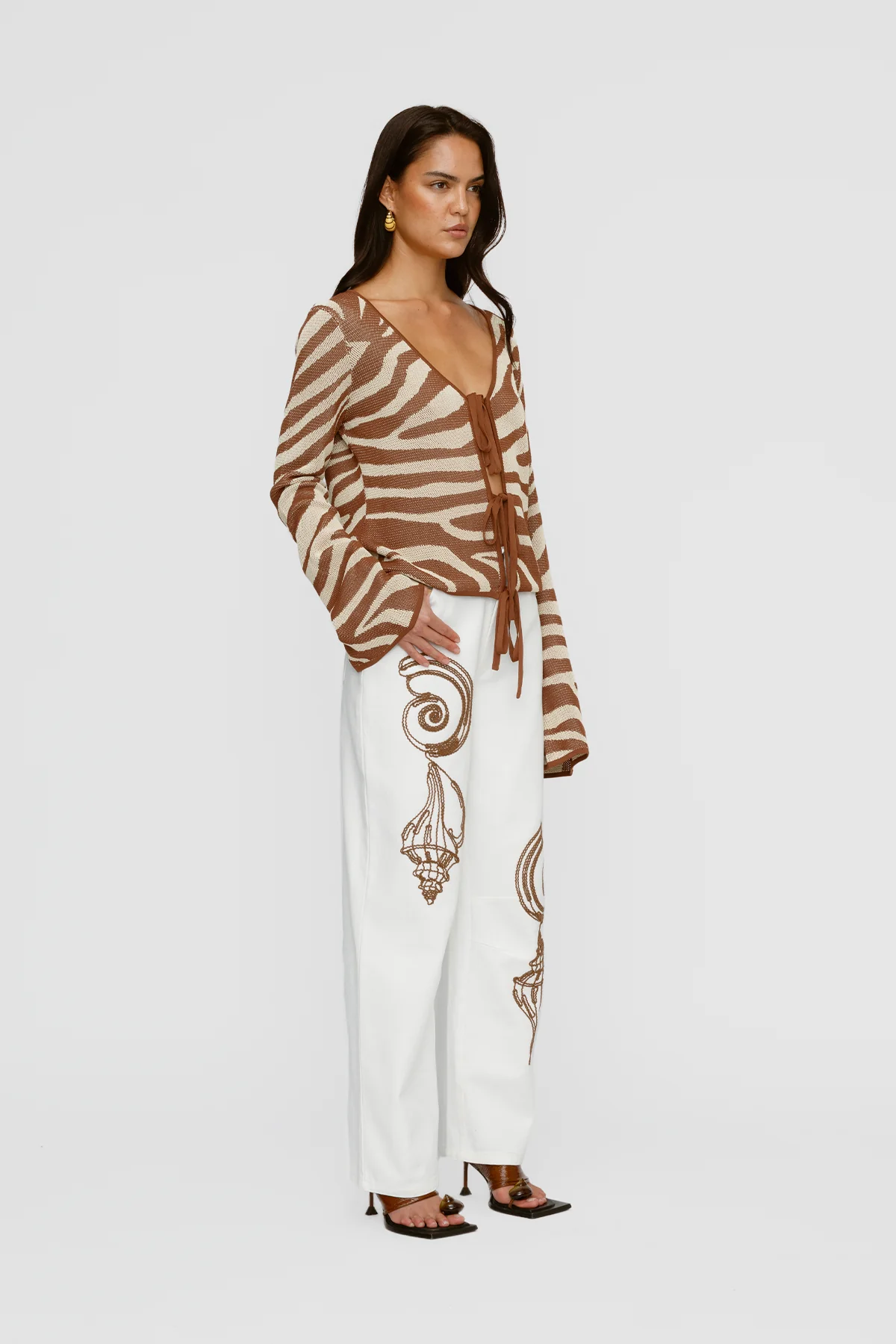 Sutton Knit Blouse - Chocolate Zebra - Image 3