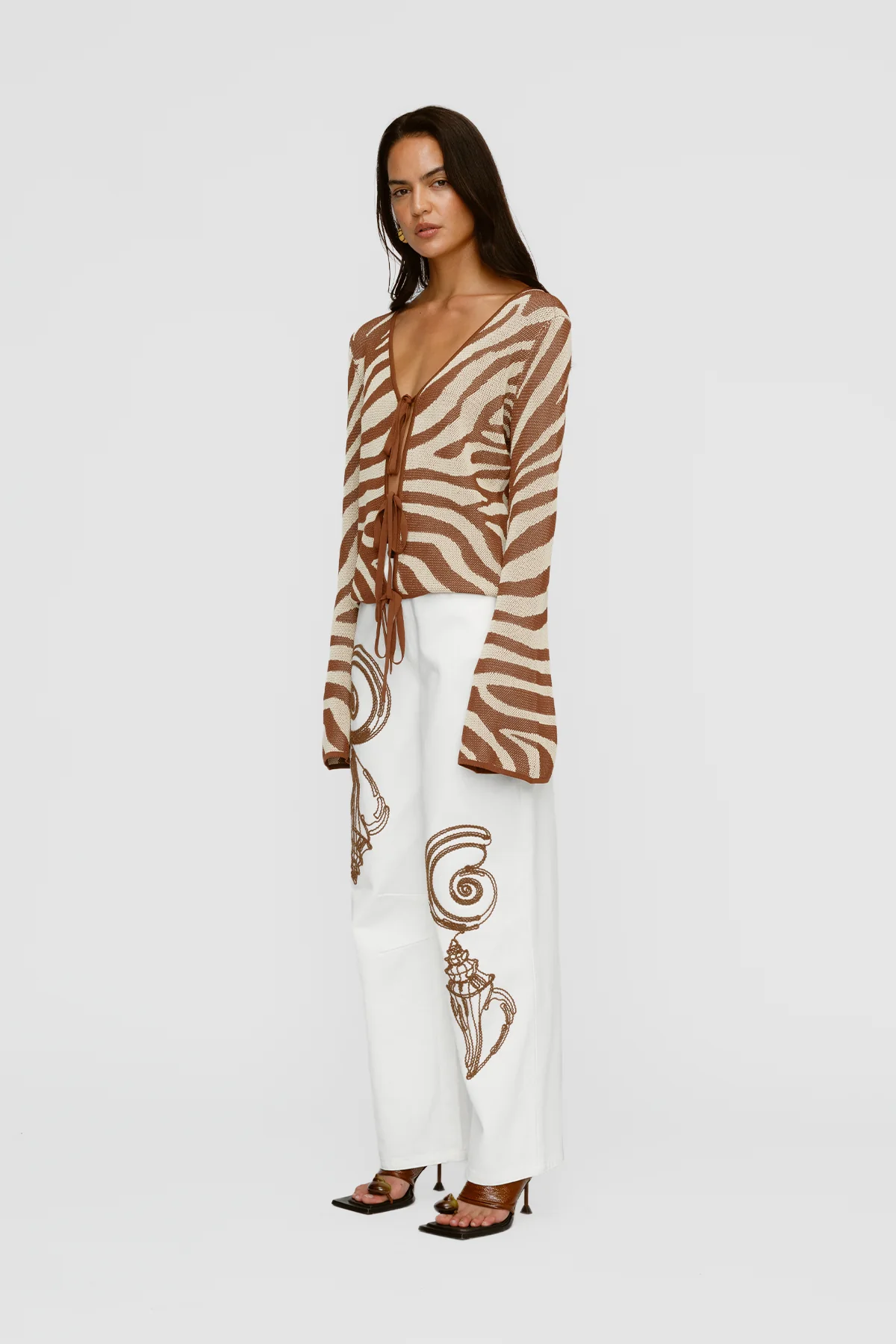 Sutton Knit Blouse - Chocolate Zebra - Image 4
