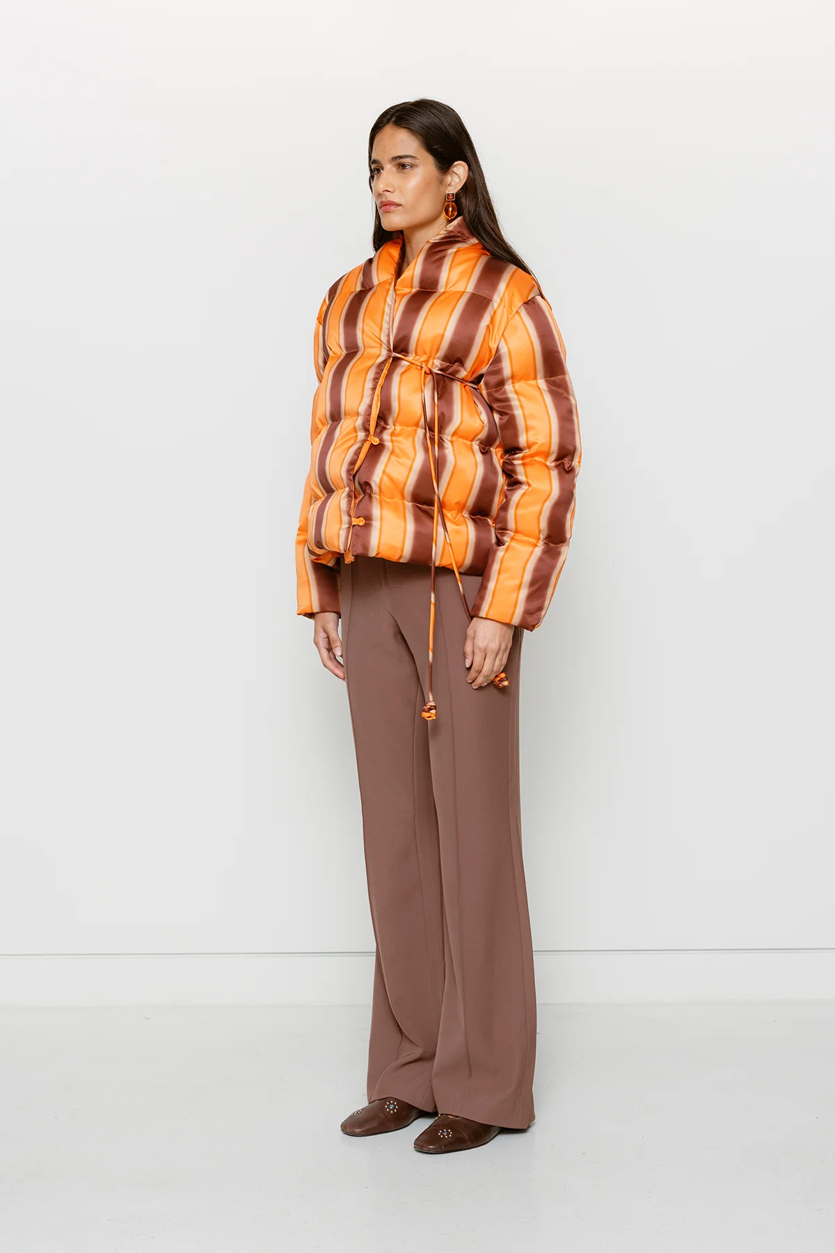 Taja Puffer Jacket - Tangerine Stripe - Image 3