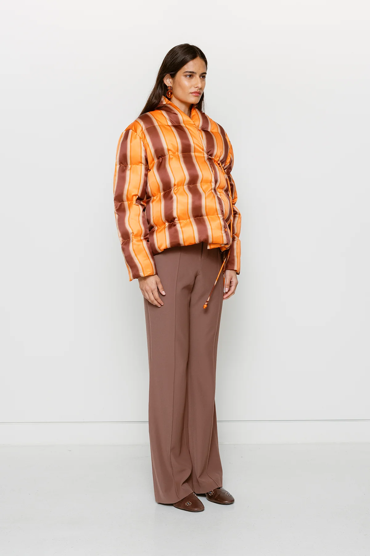 Taja Puffer Jacket - Tangerine Stripe - Image 4