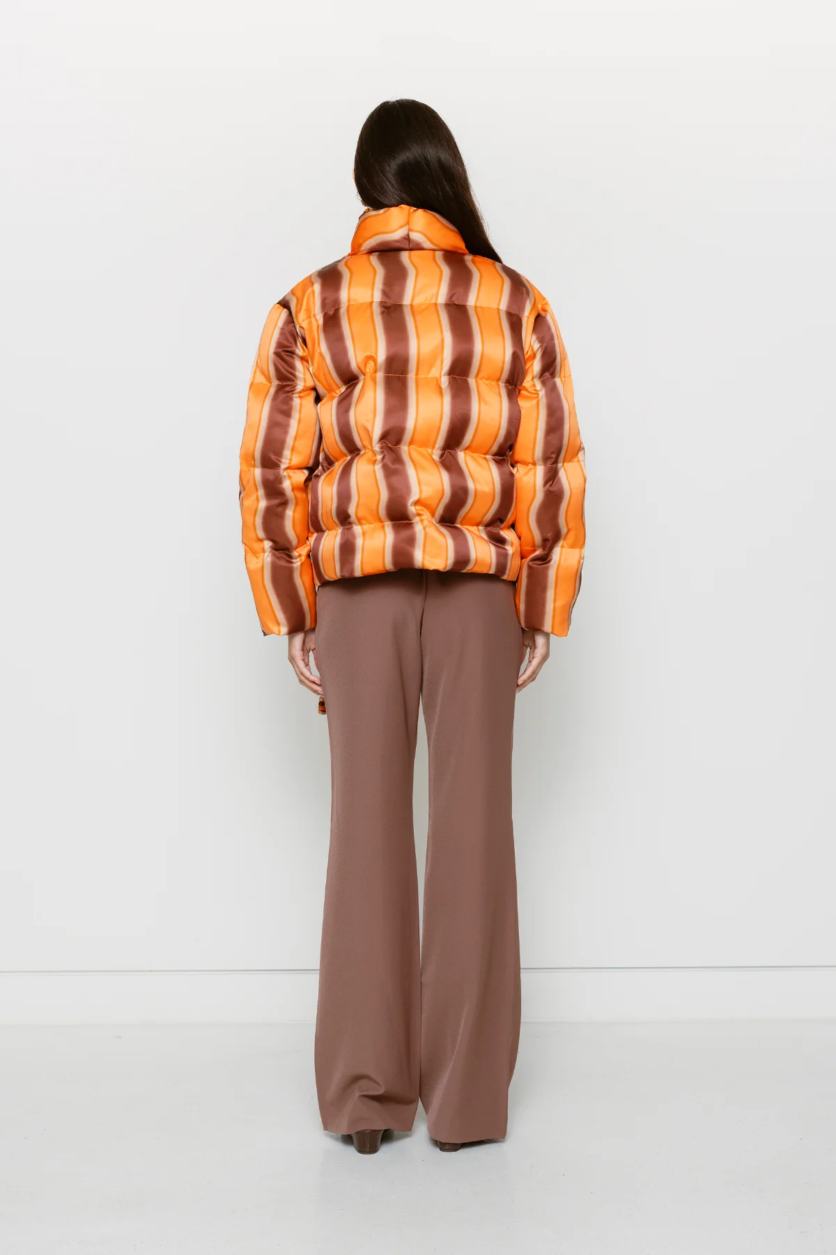 Taja Puffer Jacket - Tangerine Stripe - Image 5
