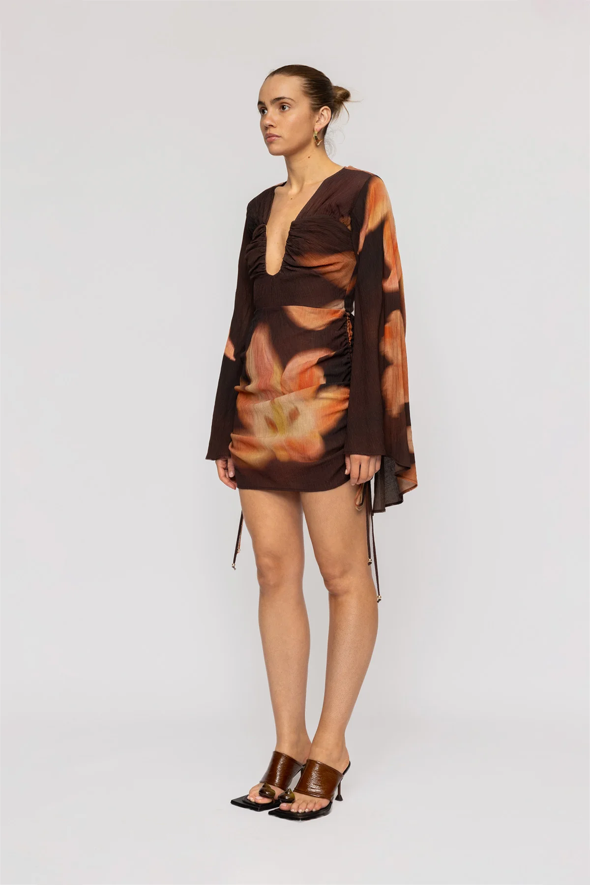 Zoya Mini Dress - Cocoa Flower - Image 3
