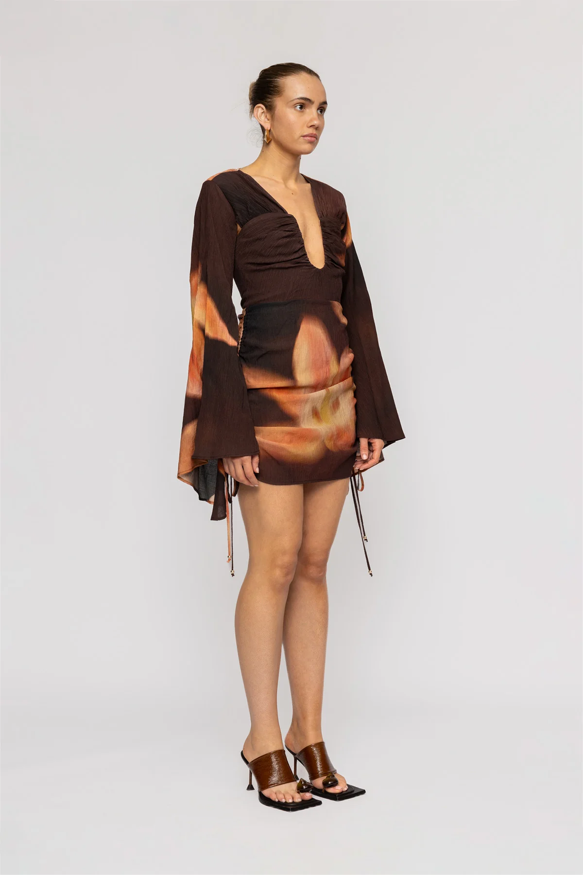 Zoya Mini Dress - Cocoa Flower - Image 4